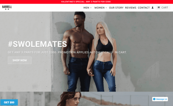 ecommerce niches - barbell apparel serves athleisure niche markets
