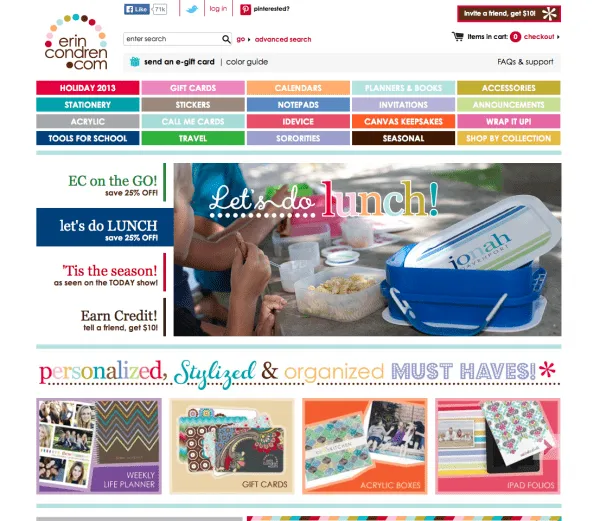 Homepage of Erin Condren
