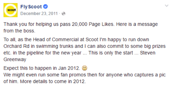 flyscoot facebook banter running down orchard road