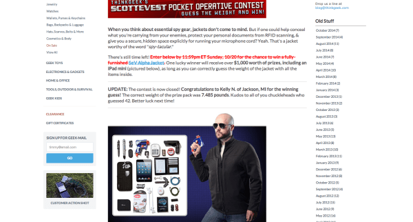 ThinkGeek contest Liking ReferralCandy