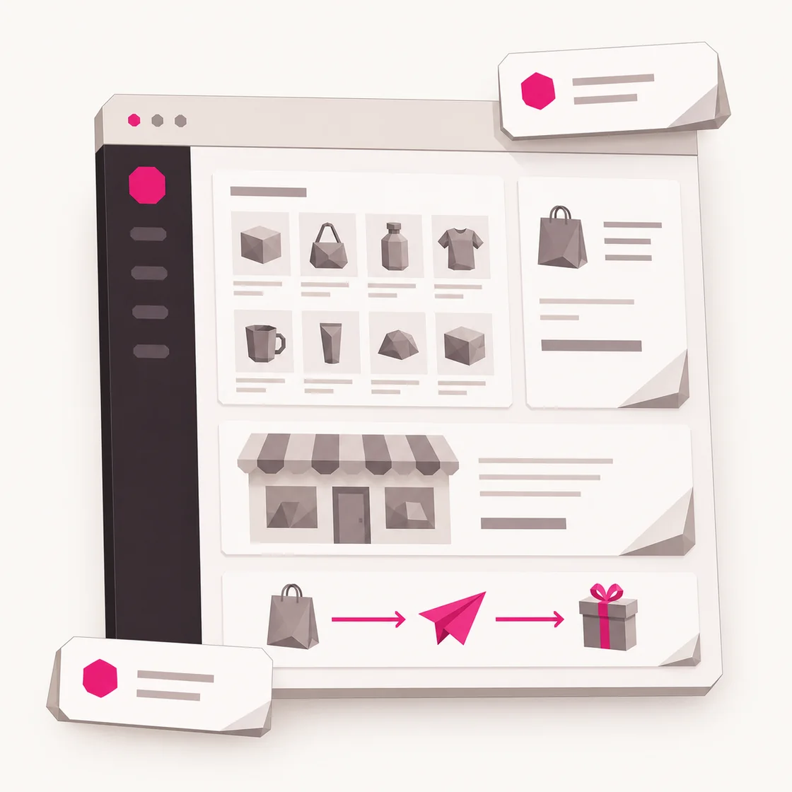 BigCommerce referral and affiliate program product tour illustration