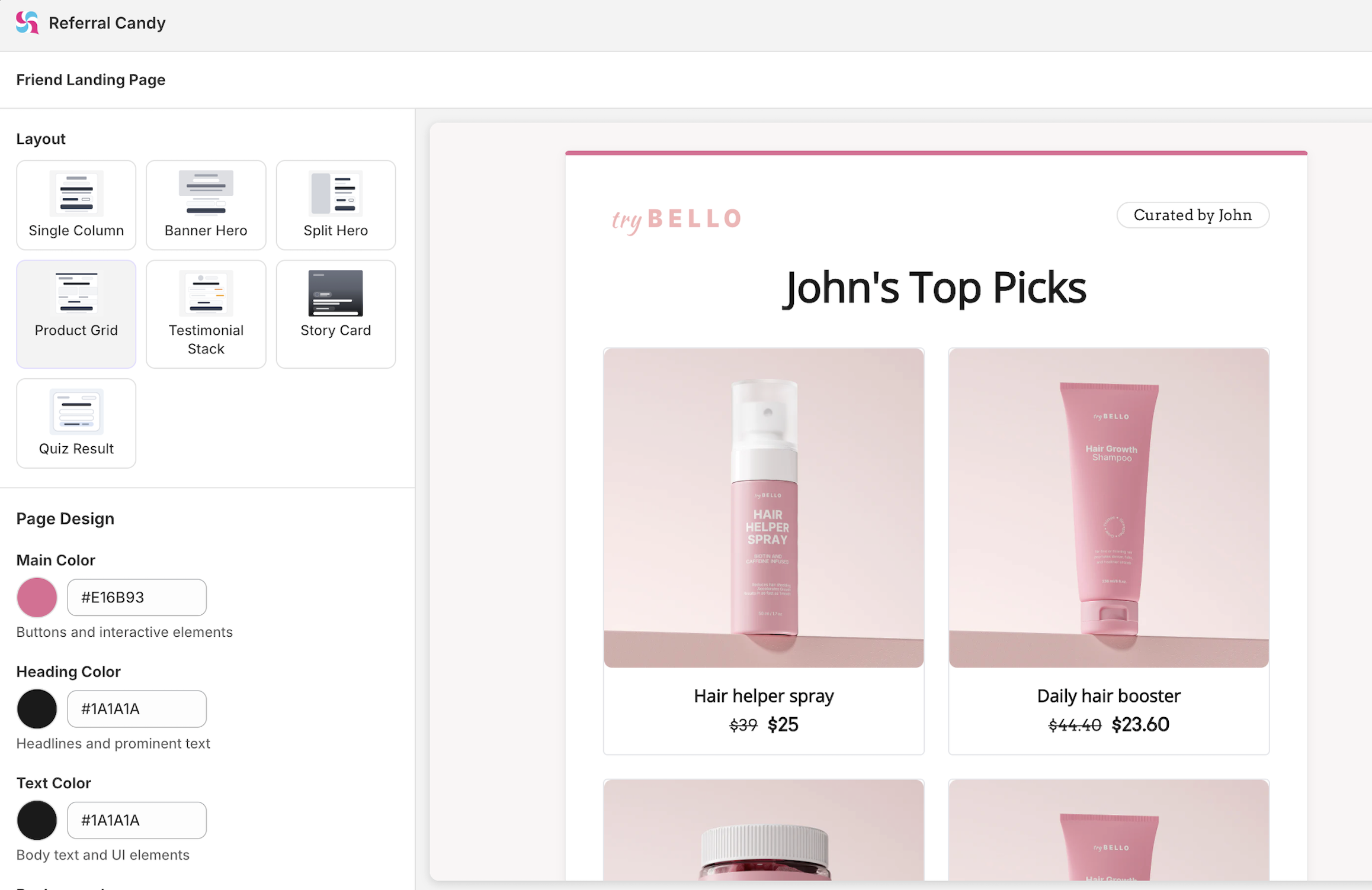 Preview grid of the seven new Friend Offer Landing Page layouts